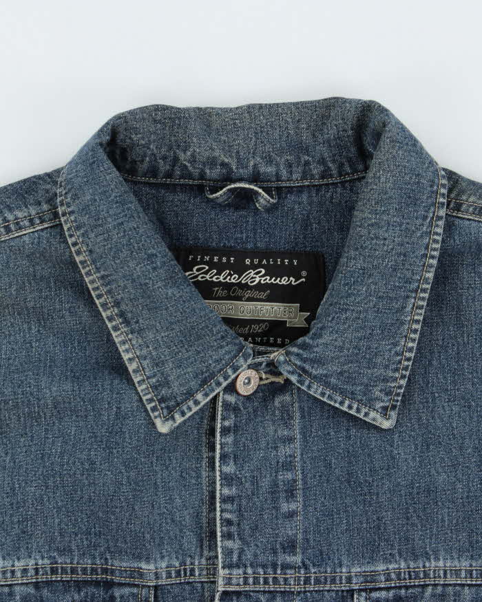 Vintage 1990s Eddie Bauer Medium Wash Denim Trucker Jacket - XL
