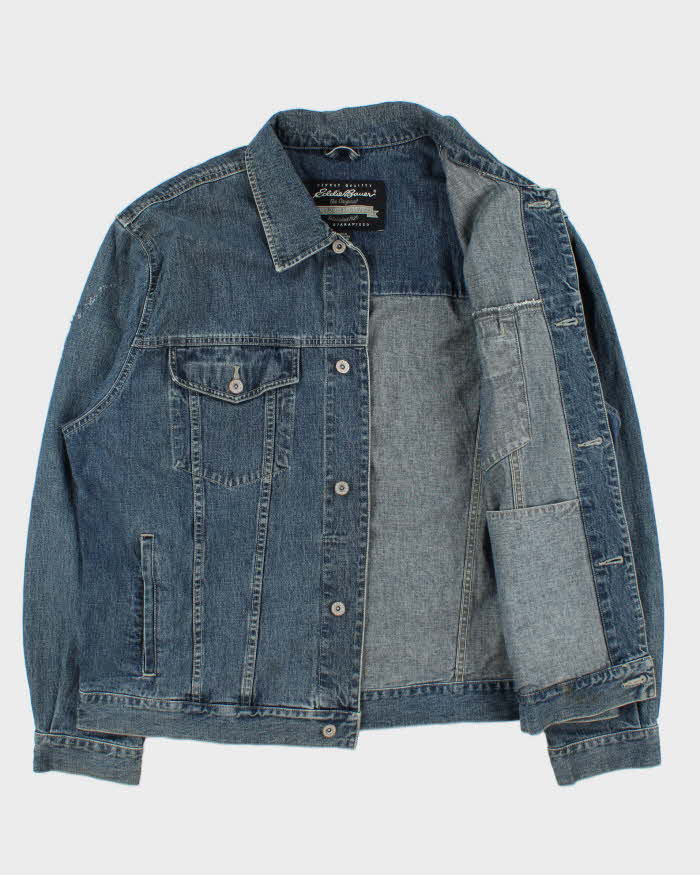 Vintage 1990s Eddie Bauer Medium Wash Denim Trucker Jacket - XL