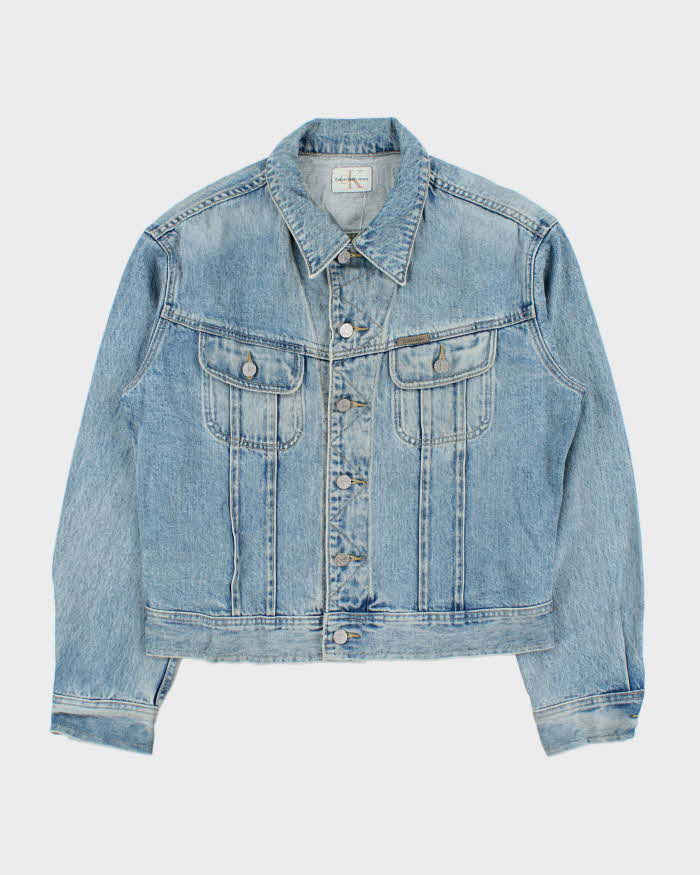 Vintage 1990s Calvin Klein Light Wash Boxy Denim Jacket - M