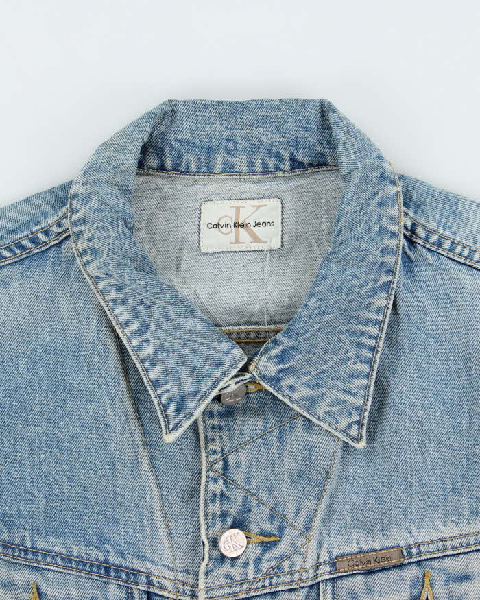 Vintage 1990s Calvin Klein Light Wash Boxy Denim Jacket - M