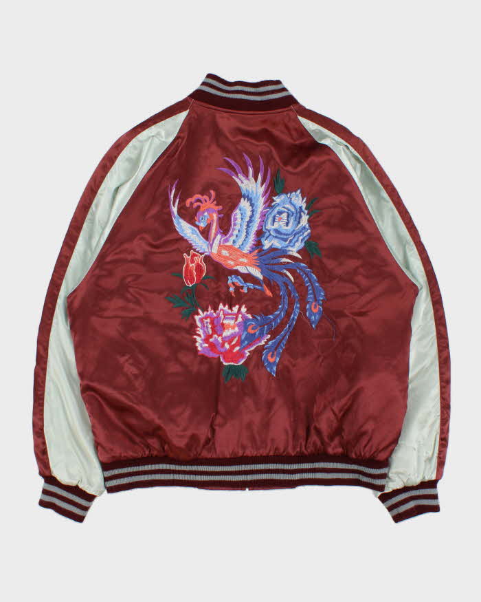 Vintage Y2K 00s Hoshihime Japan Sukajan Souvenir Satin Varsity Bomber Jacket - XL