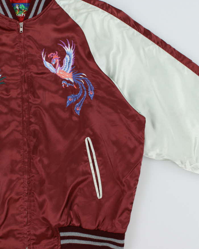 Vintage Y2K 00s Hoshihime Japan Sukajan Souvenir Satin Varsity Bomber Jacket - XL