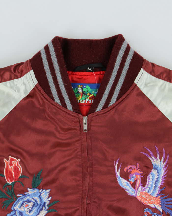 Vintage Y2K 00s Hoshihime Japan Sukajan Souvenir Satin Varsity Bomber Jacket - XL