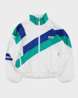 Vintage 1990s Ellesse Japan Spell Out Tri-Colour Shell Bomber Jacket - L