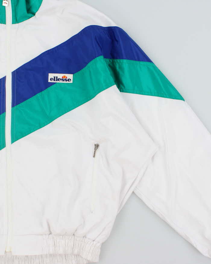 Vintage 1990s Ellesse Japan Spell Out Tri-Colour Shell Bomber Jacket - L