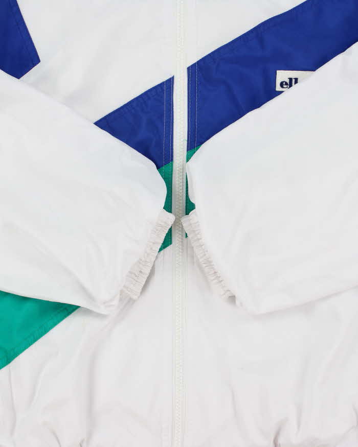 Vintage 1990s Ellesse Japan Spell Out Tri-Colour Shell Bomber Jacket - L