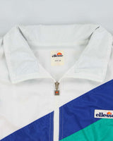 Vintage 1990s Ellesse Japan Spell Out Tri-Colour Shell Bomber Jacket - L