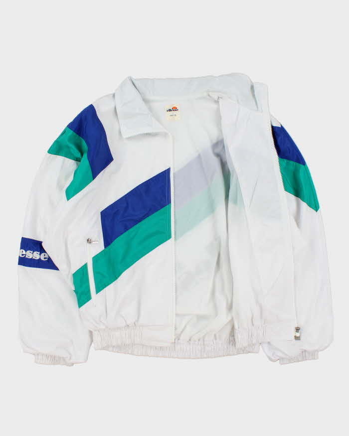 Vintage 1990s Ellesse Japan Spell Out Tri-Colour Shell Bomber Jacket - L