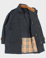 Vintage 1990s Burberry Polycotton Canvas Nova Check Lined Waterproof Outdoors Jacket - L