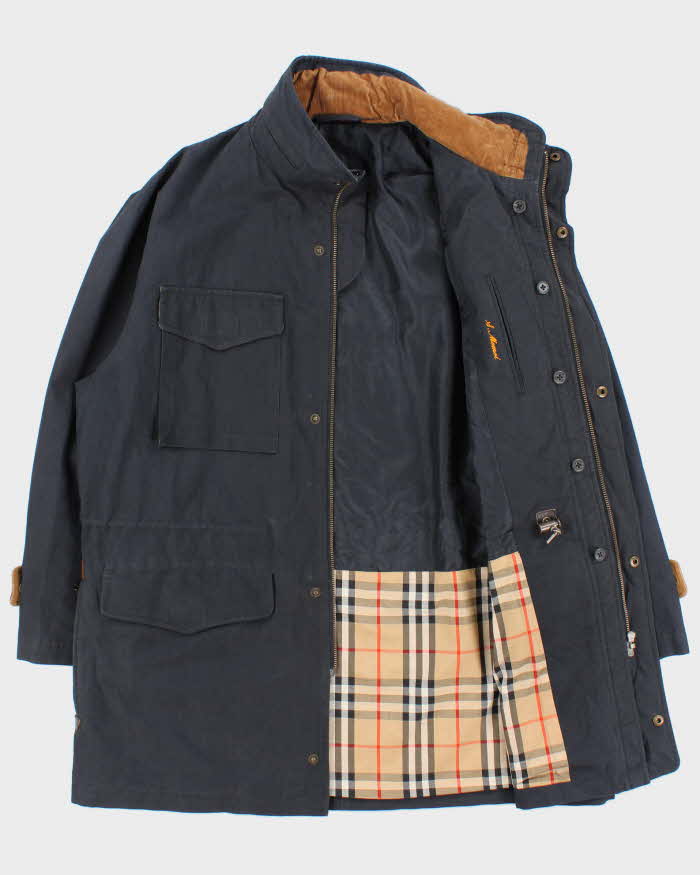 Vintage 1990s Burberry Polycotton Canvas Nova Check Lined Waterproof Outdoors Jacket - L