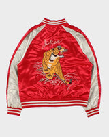 DSWT Vintage Y2K 00s Sukujan Japan Embroidered Satin Souvenir Varsity Jacket - L