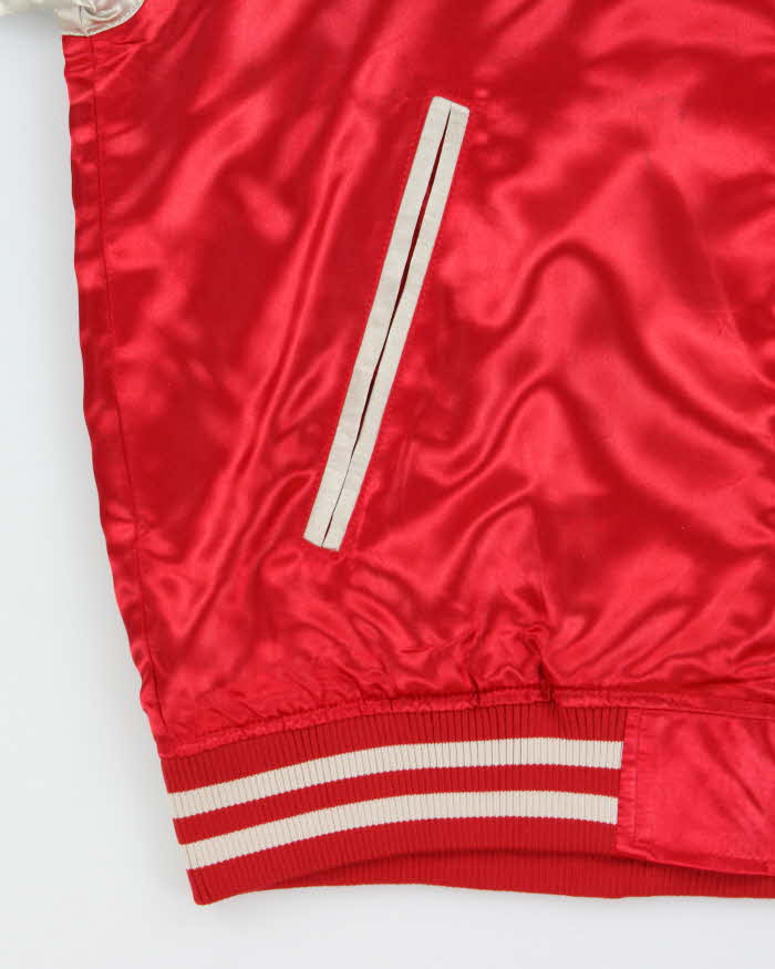 DSWT Vintage Y2K 00s Sukujan Japan Embroidered Satin Souvenir Varsity Jacket - L