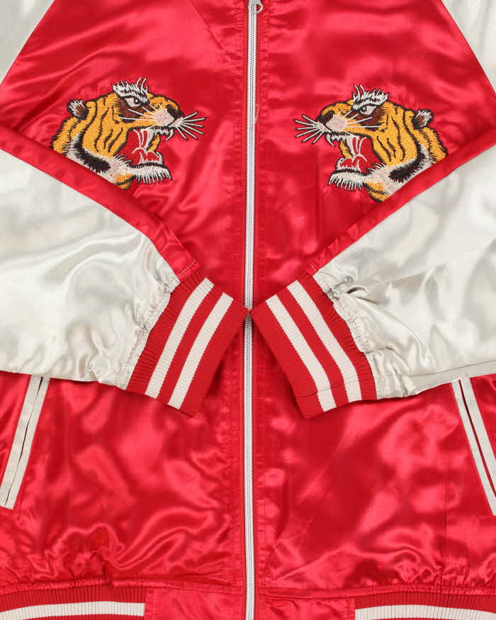 DSWT Vintage Y2K 00s Sukujan Japan Embroidered Satin Souvenir Varsity Jacket - L
