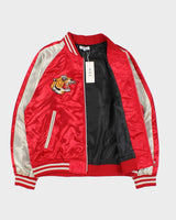 DSWT Vintage Y2K 00s Sukujan Japan Embroidered Satin Souvenir Varsity Jacket - L