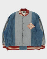 Vintage Y2K 00s Double Name Japan World Series Denim Varsity Baseball Jacket - XL