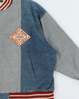 Vintage Y2K 00s Double Name Japan World Series Denim Varsity Baseball Jacket - XL