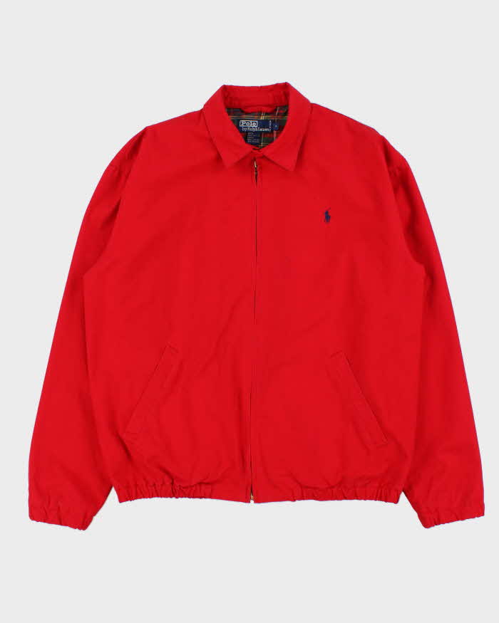 Vintage Early 1990s Polo Ralph Lauren Tartan Lined Cotton Canvas Harrington Jacket  - S