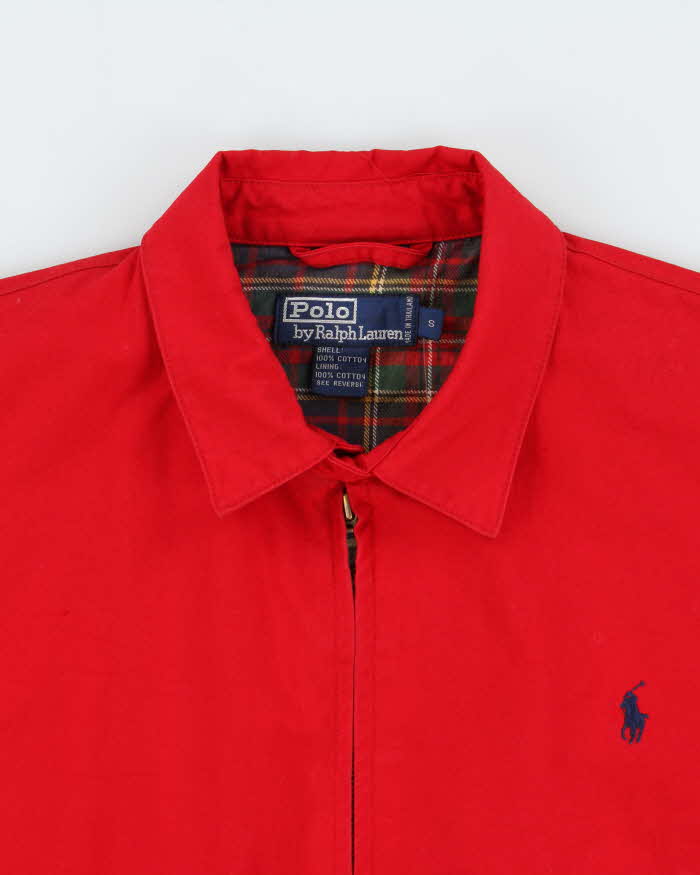 Vintage Early 1990s Polo Ralph Lauren Tartan Lined Cotton Canvas Harrington Jacket  - S