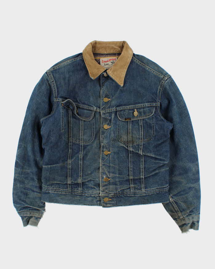 Vintage 1960s Lee Storm Rider Union USA Made Wool Blanket Lined Denim Trucker Jacket  - M
