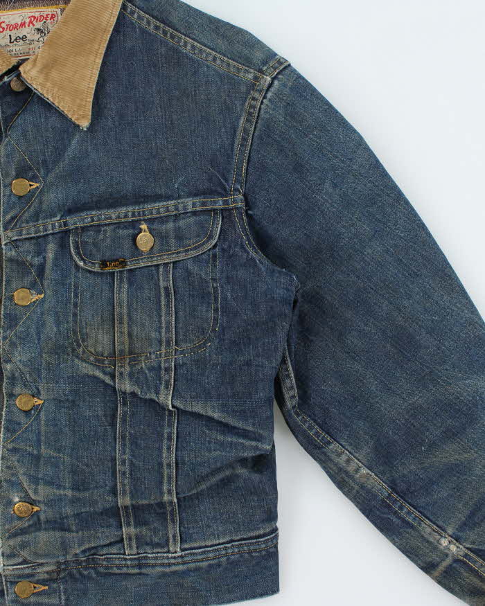 Vintage 1960s Lee Storm Rider Union USA Made Wool Blanket Lined Denim Trucker Jacket  - M