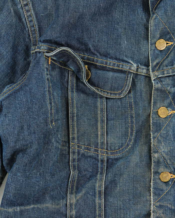 Vintage 1960s Lee Storm Rider Union USA Made Wool Blanket Lined Denim Trucker Jacket  - M