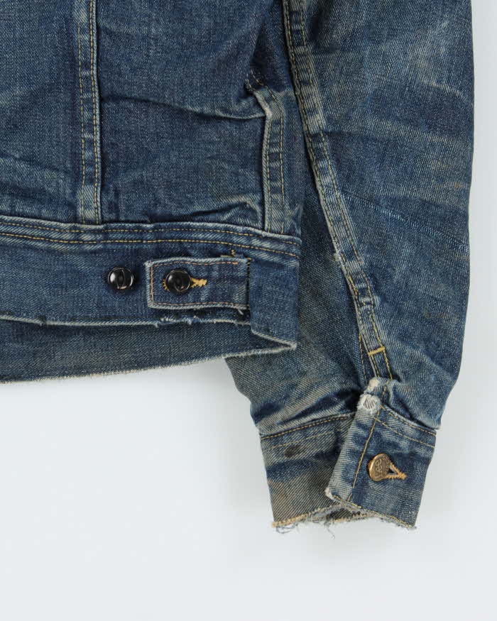 Vintage 1960s Lee Storm Rider Union USA Made Wool Blanket Lined Denim Trucker Jacket  - M
