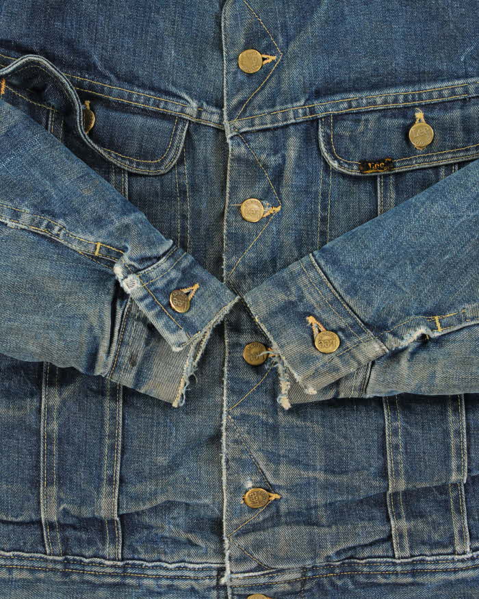 Vintage 1960s Lee Storm Rider Union USA Made Wool Blanket Lined Denim Trucker Jacket  - M