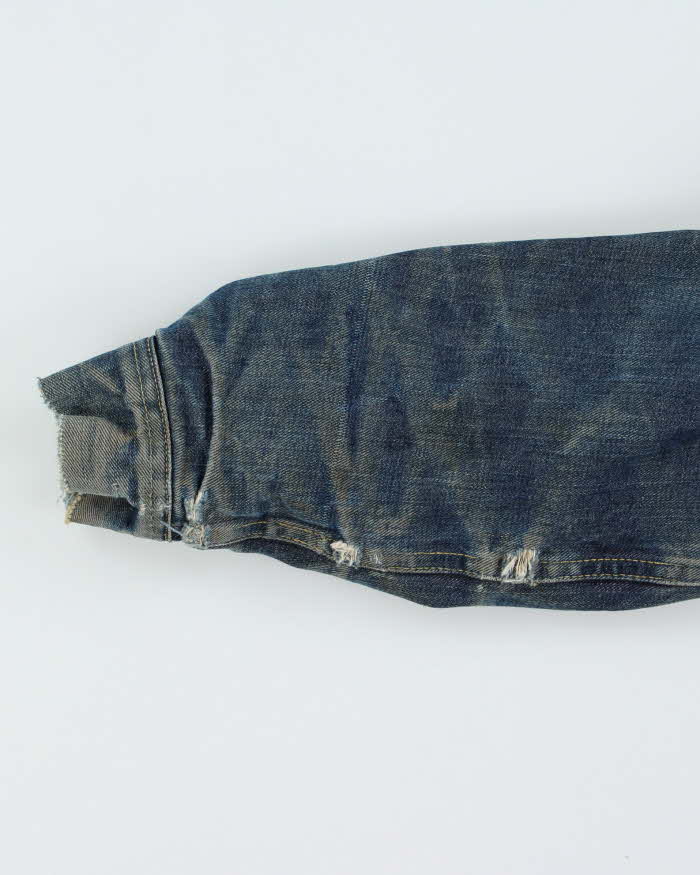 Vintage 1960s Lee Storm Rider Union USA Made Wool Blanket Lined Denim Trucker Jacket  - M