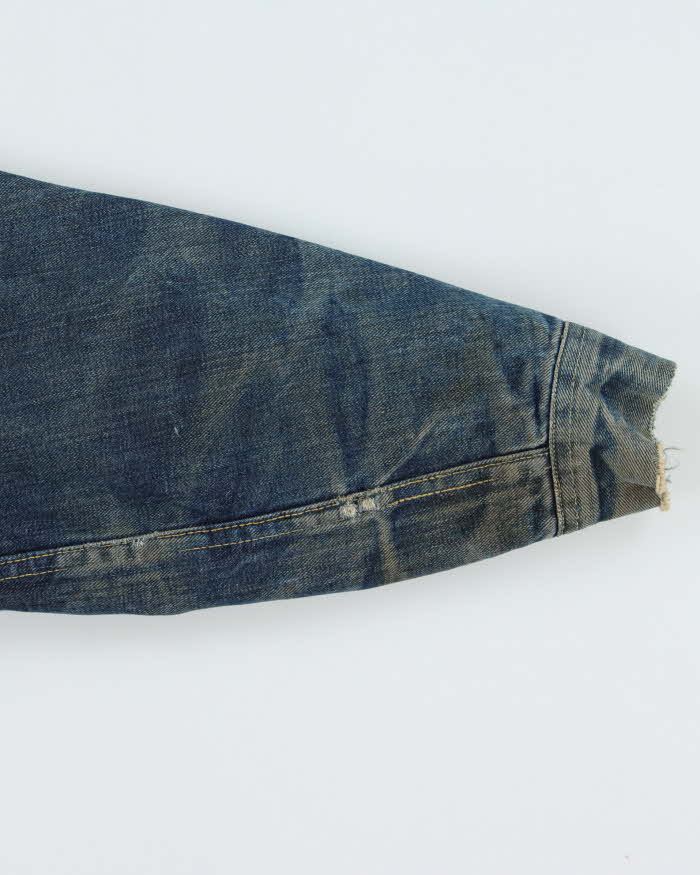 Vintage 1960s Lee Storm Rider Union USA Made Wool Blanket Lined Denim Trucker Jacket  - M