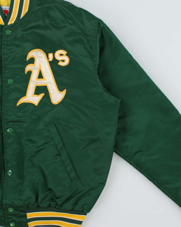 Vintage 1990s Starter Oakland Athletic's MLB Satin Varsity Bomber Jacket - L
