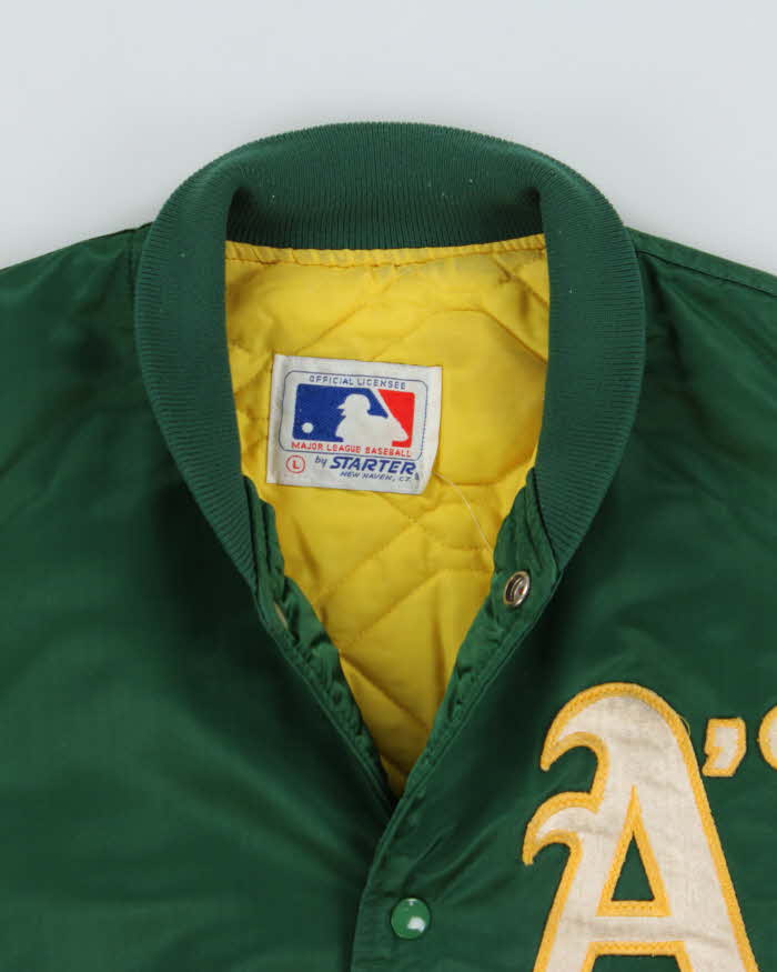 Vintage 1990s Starter Oakland Athletic's MLB Satin Varsity Bomber Jacket - L