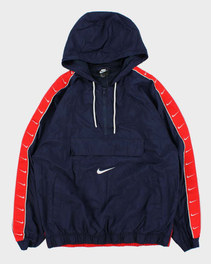 Vintage Nike USA Big Swoosh Hooded Quarter-Zip Windbreaker Jacket - L