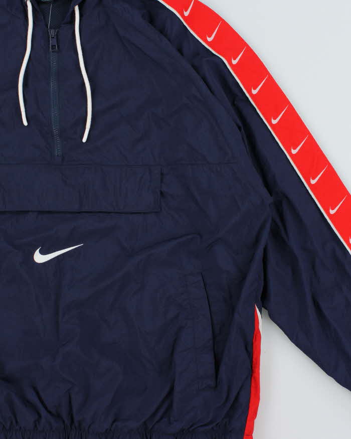 Vintage Nike USA Big Swoosh Hooded Quarter-Zip Windbreaker Jacket - L