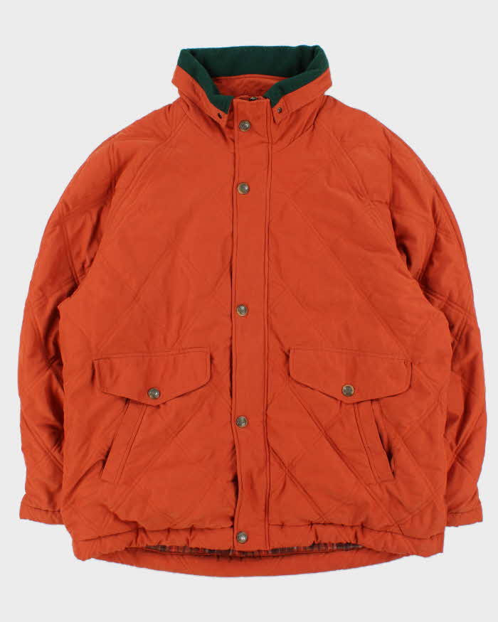 Vintage 1990s Gant Fleece-Plaid Lined Quilted Country Jacket - L