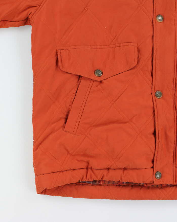 Vintage 1990s Gant Fleece-Plaid Lined Quilted Country Jacket - L