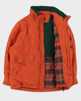 Vintage 1990s Gant Fleece-Plaid Lined Quilted Country Jacket - L