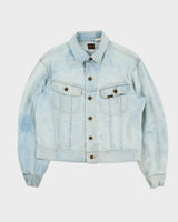 Vintage 1970s Lee Riders Made In USA Distressed Light Wash Denim Trucker Jacket - M