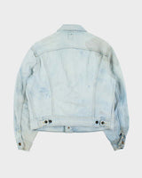 Vintage 1970s Lee Riders Made In USA Distressed Light Wash Denim Trucker Jacket - M