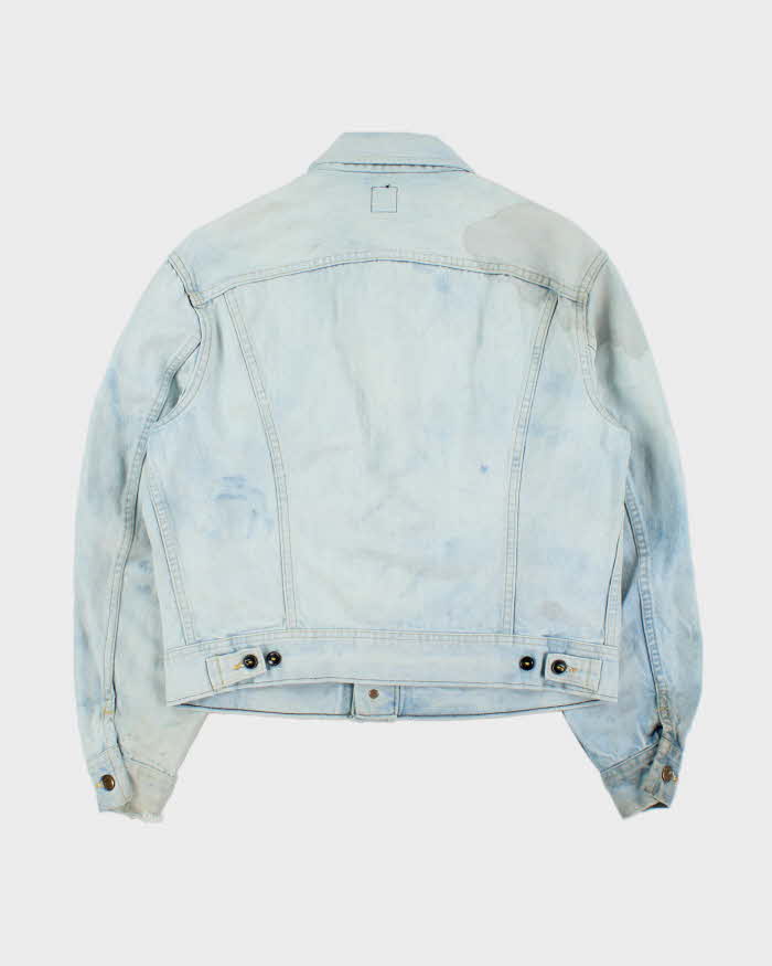 Vintage 1970s Lee Riders Made In USA Distressed Light Wash Denim Trucker Jacket - M