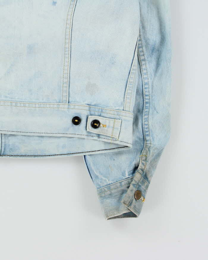 Vintage 1970s Lee Riders Made In USA Distressed Light Wash Denim Trucker Jacket - M