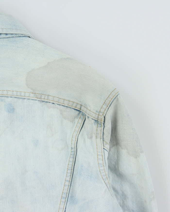 Vintage 1970s Lee Riders Made In USA Distressed Light Wash Denim Trucker Jacket - M
