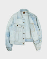 Vintage 1970s Lee Riders Made In USA Distressed Light Wash Denim Trucker Jacket - M