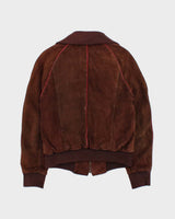 Vintage 1970s Big Steel Quilt Lined Suede Heavyweight Collared Bomber Jacket - M