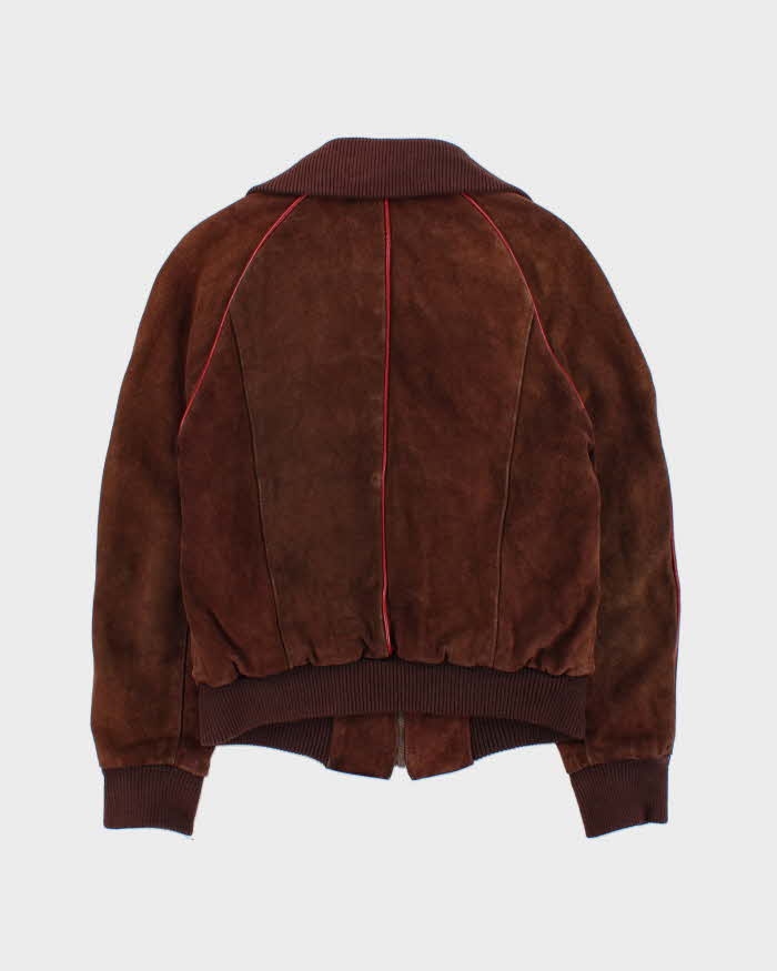 Vintage 1970s Big Steel Quilt Lined Suede Heavyweight Collared Bomber Jacket - M