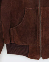 Vintage 1970s Big Steel Quilt Lined Suede Heavyweight Collared Bomber Jacket - M