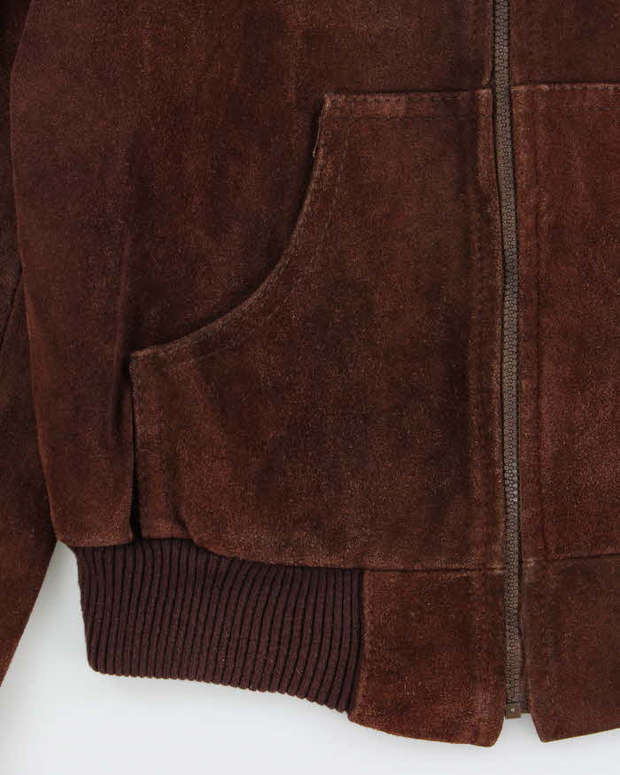 Vintage 1970s Big Steel Quilt Lined Suede Heavyweight Collared Bomber Jacket - M