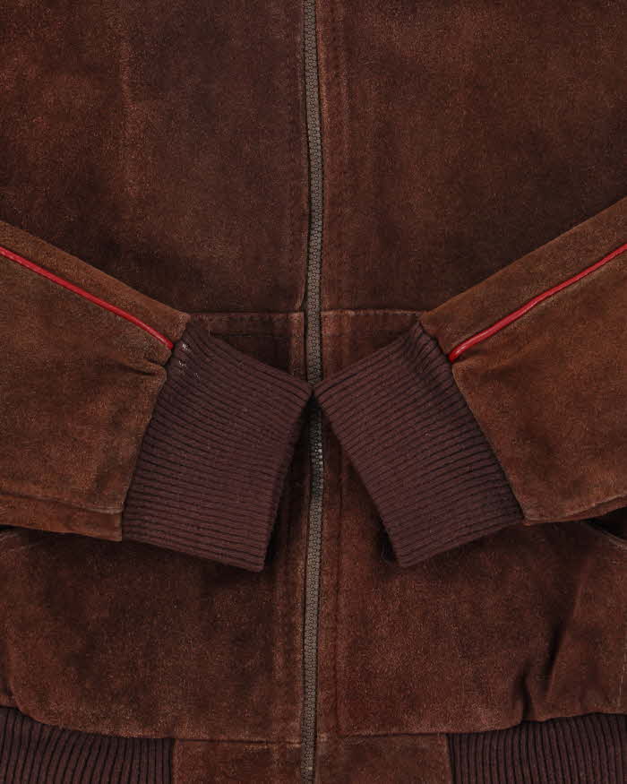 Vintage 1970s Big Steel Quilt Lined Suede Heavyweight Collared Bomber Jacket - M