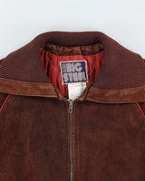 Vintage 1970s Big Steel Quilt Lined Suede Heavyweight Collared Bomber Jacket - M