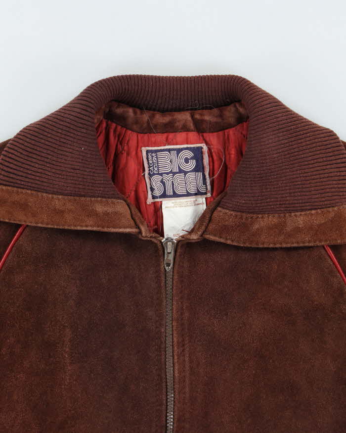 Vintage 1970s Big Steel Quilt Lined Suede Heavyweight Collared Bomber Jacket - M