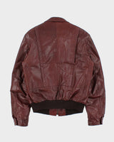 Vintage 1970s Elite Sportswear Quilt Lined Leather Dagger Collared Bomber Jacket - M